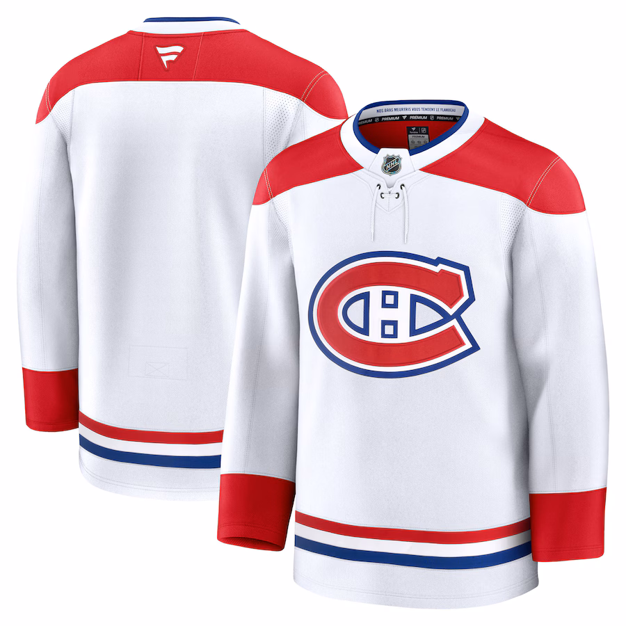 Men's Montreal Canadiens Fanatics White Away Premium Jersey - ujerseystore
