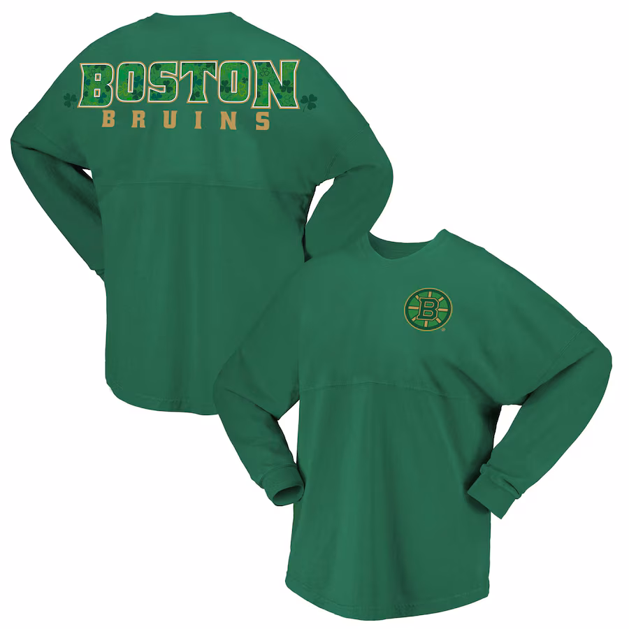 Women's Boston Bruins Fanatics Kelly Green St. Patrick's Day Spirit Jersey T-Shirt - ujerseystore