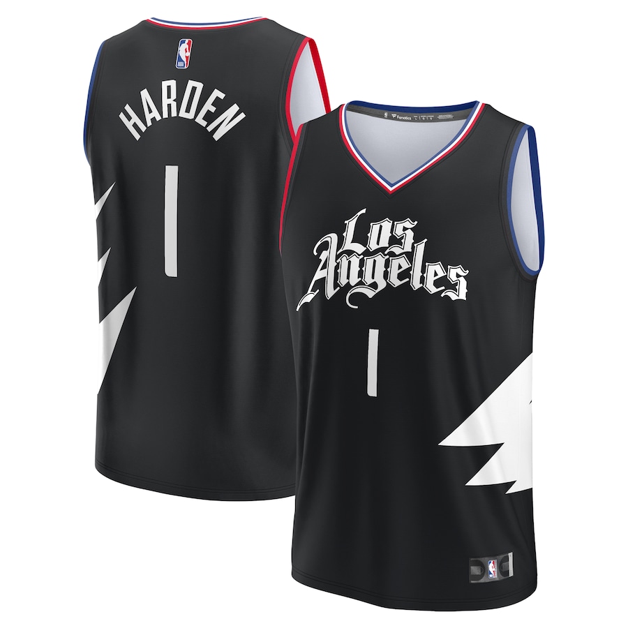 Youth LA Clippers James Harden Fanatics Black Fast Break Player Jersey - Statement Edition - ujerseystore
