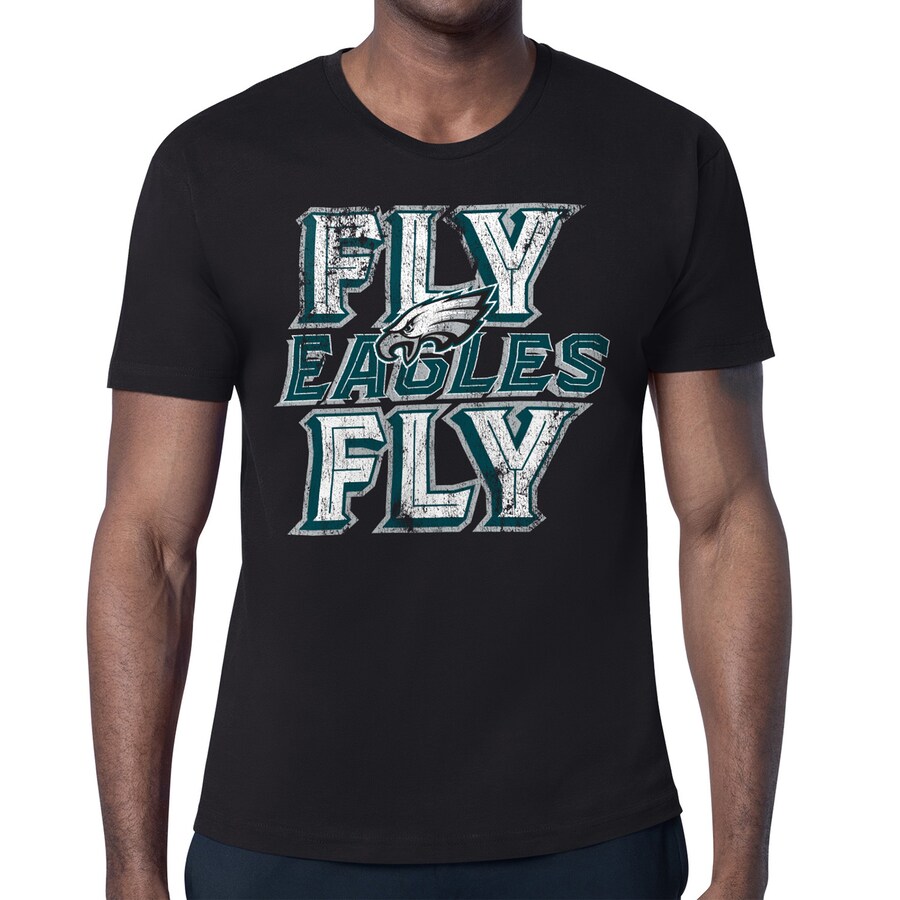 Men's Philadelphia Eagles  Starter Black Distressed Phrase T-Shirt - ujerseystore