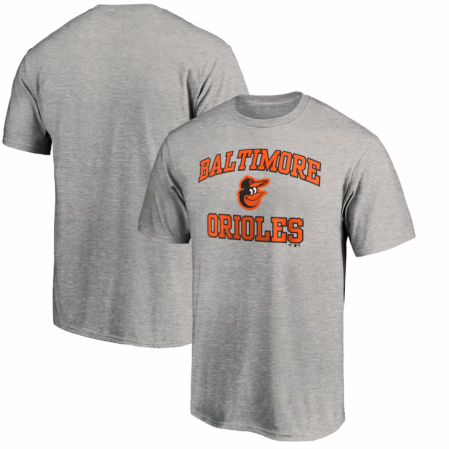 Men's Baltimore Orioles Fanatics MTO Label Heather Gray Heart & Soul T-Shirt - ujerseystore