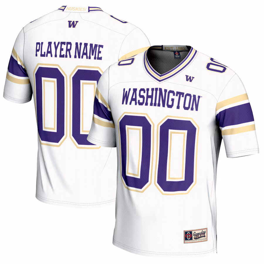 Washington Huskies GameDay Greats Youth NIL Pick-A-Player Football Jersey - White - ujerseystore
