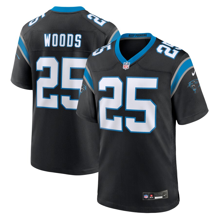 Men's Carolina Panthers Xavier Woods Nike Black Team Game Jersey - ujerseystore