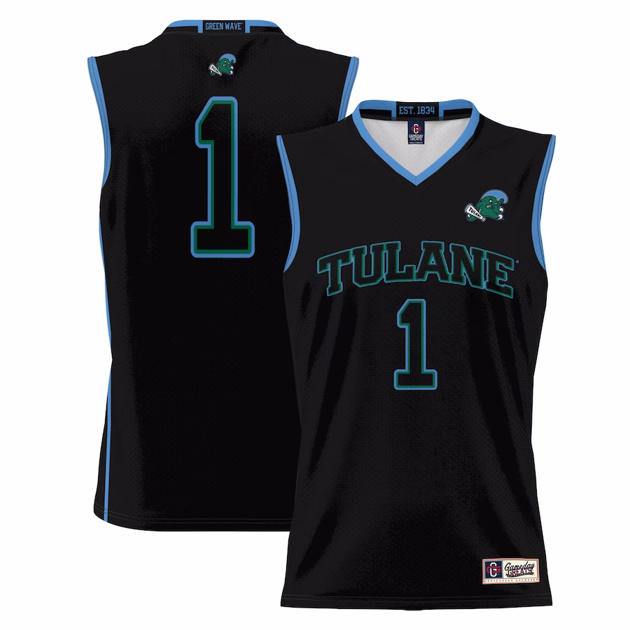 #1 Tulane Green Wave GameDay Greats Youth Lightweight Basketball Jersey - Black - ujerseystore