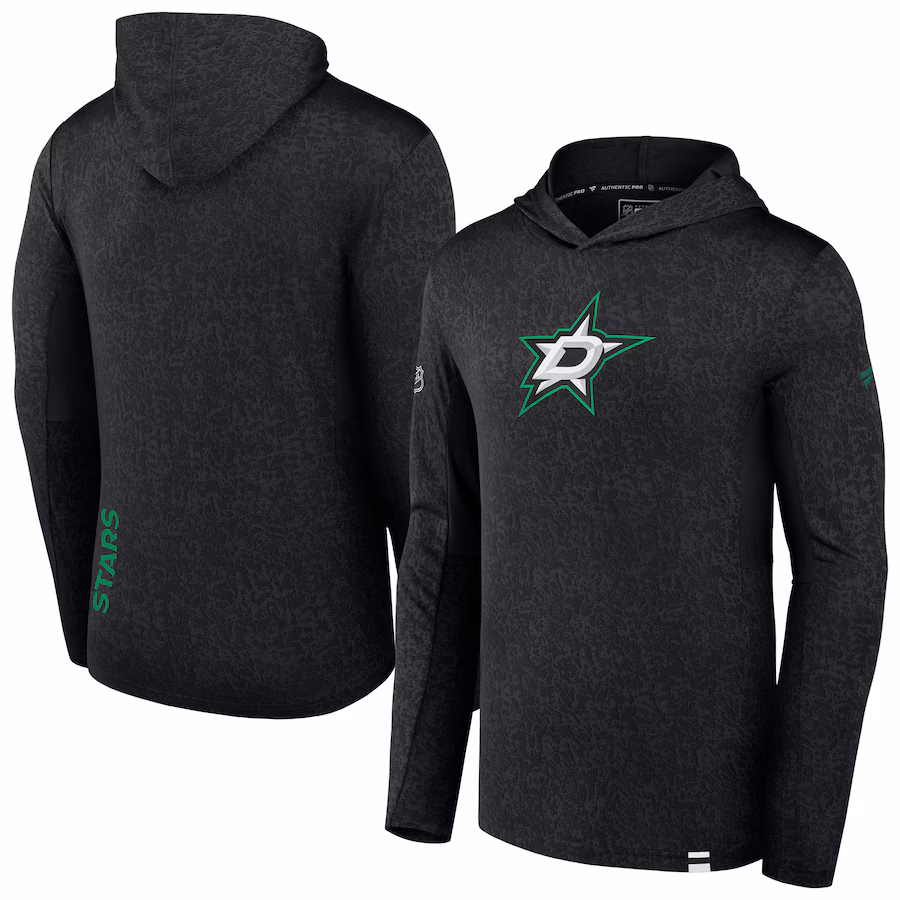 Men's Dallas Stars Fanatics Black Authentic Pro Lightweight Pullover Hoodie - ujerseystore