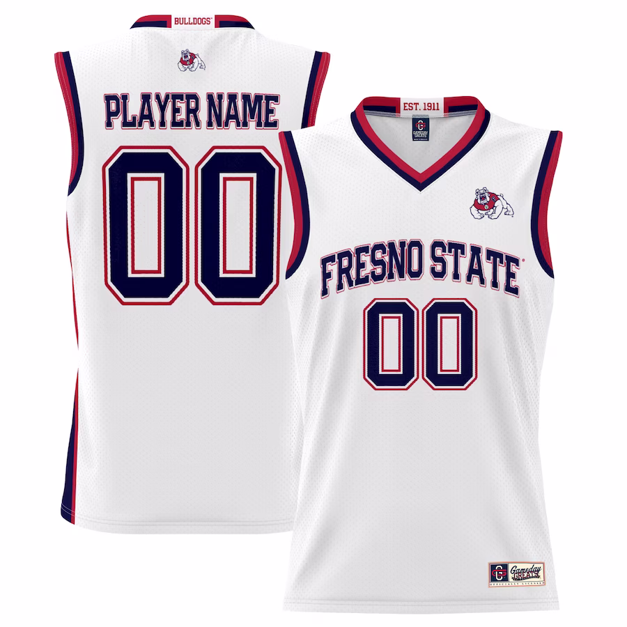 Fresno State Bulldogs GameDay Greats Men's NIL Pick-A-Player Lightweight Basketball Jersey - White - ujerseystore
