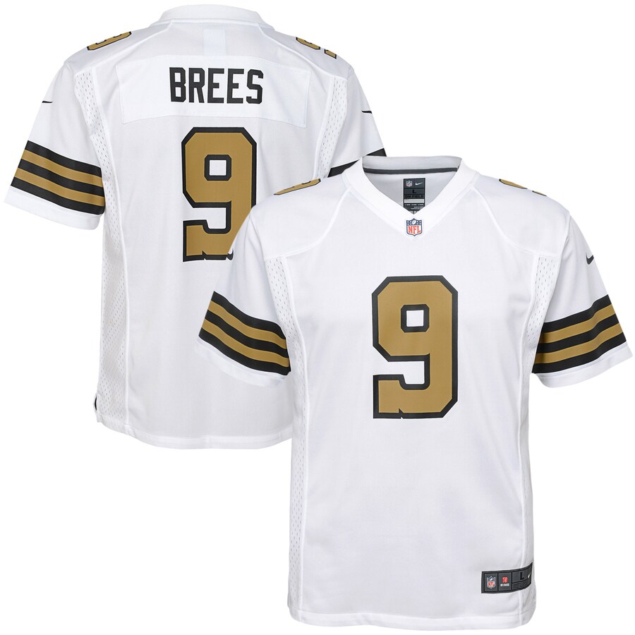 Youth New Orleans Saints Drew Brees Nike White Color Rush Game Jersey - ujerseystore
