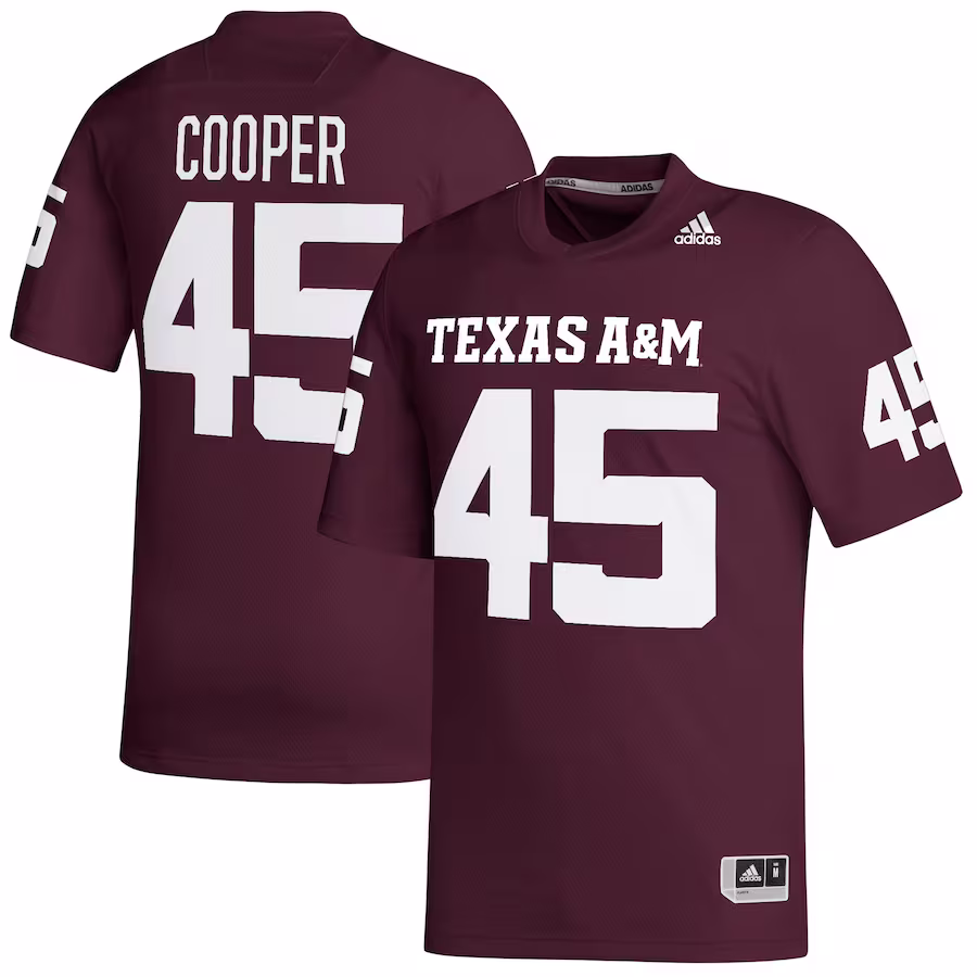 Edgerrin Cooper Texas A&M Aggies adidas NIL Replica Football Jersey - Maroon - ujerseystore