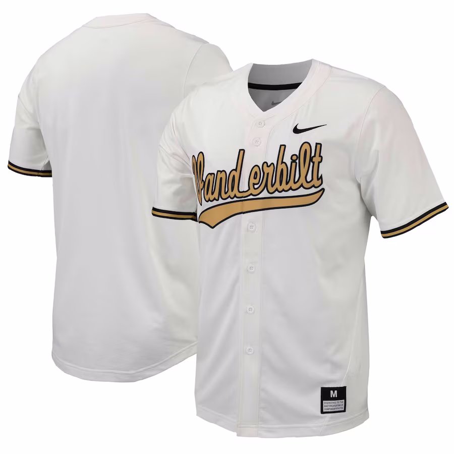 Vanderbilt Commodores Nike Replica Full-Button Baseball Jersey - White - ujerseystore