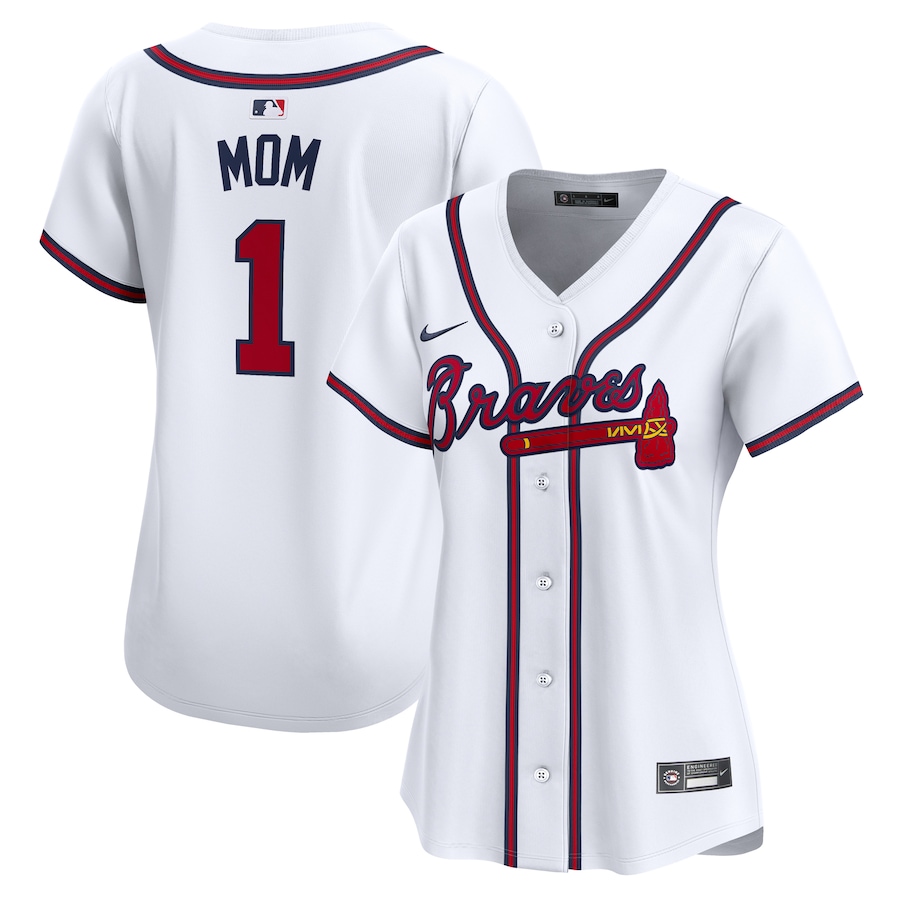 Women's Atlanta Braves Nike White #1 Mom Home Limited Jersey - ujerseystore