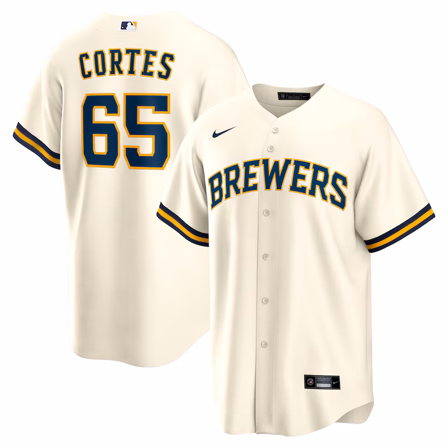 Men's Milwaukee Brewers Nestor Cortes Nike Cream Home Replica Jersey - ujerseystore