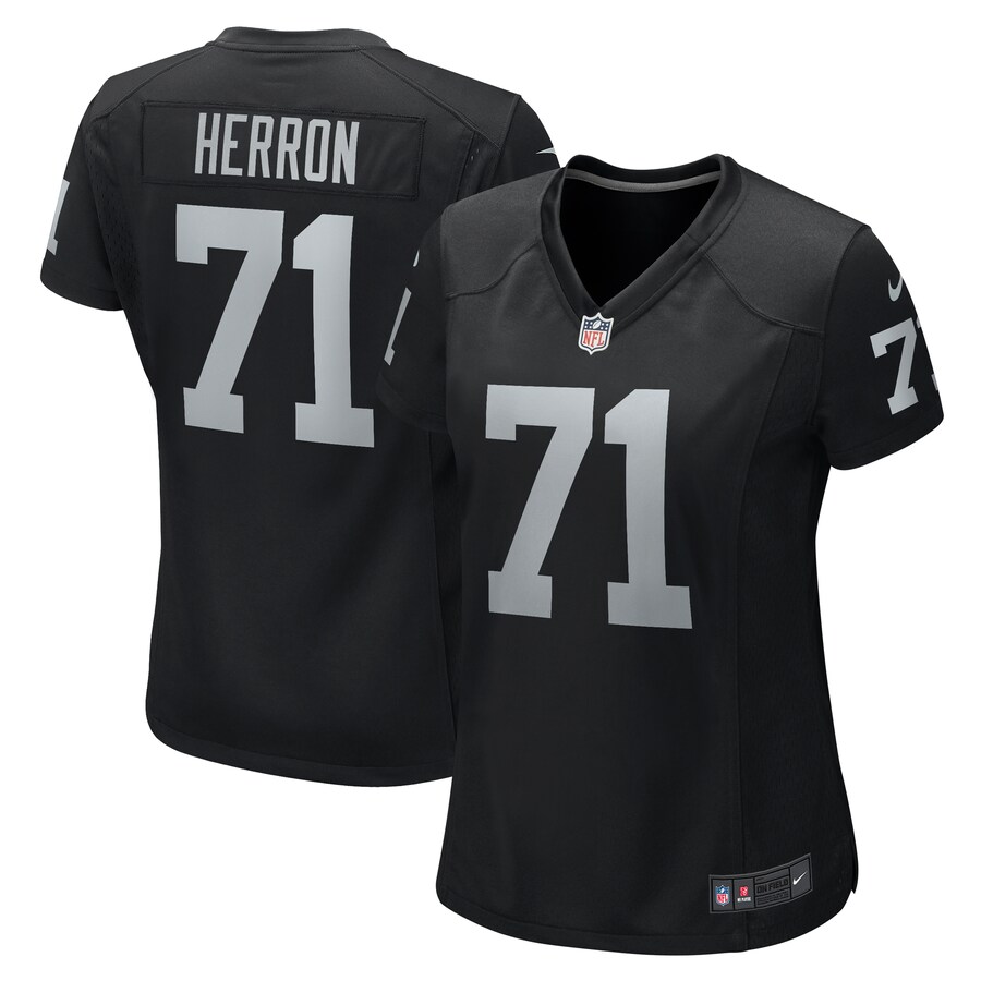 Women's Las Vegas Raiders Justin Herron Nike  Black Team Game Jersey - ujerseystore