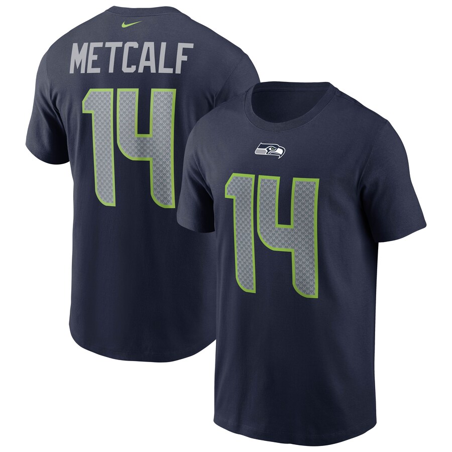 Men's Seattle Seahawks DK Metcalf Nike College Navy Name & Number T-Shirt - ujerseystore