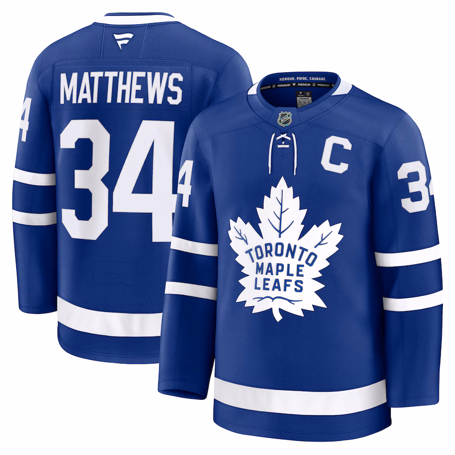 Men's Toronto Maple Leafs Auston Matthews Fanatics Blue Captain Patch Home Premium Jersey - ujerseystore