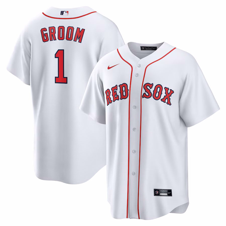 Men's Boston Red Sox Nike White #1 Groom Home Replica Jersey - ujerseystore