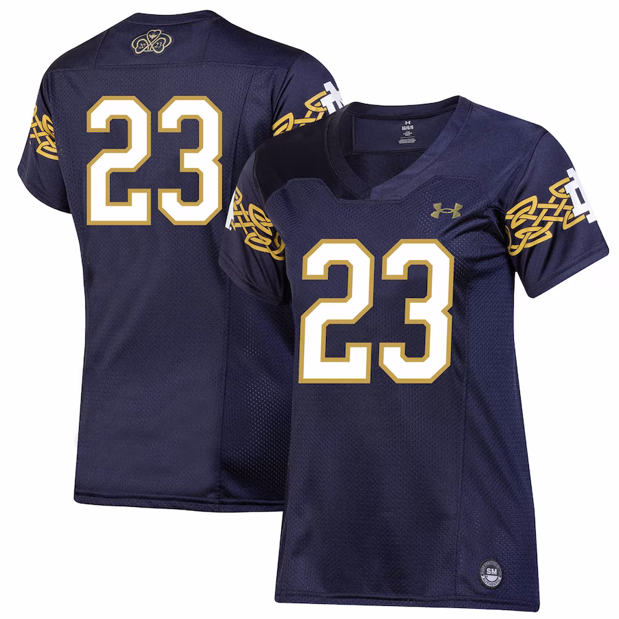 Notre Dame Fighting Irish Under Armour Women's 2023 Aer Lingus College Football Classic Replica Jersey - Navy - ujerseystore