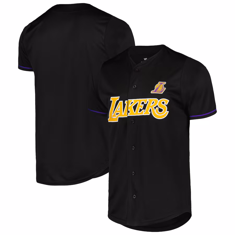Men's Los Angeles Lakers Fanatics Black Pop Baseball Jersey - ujerseystore