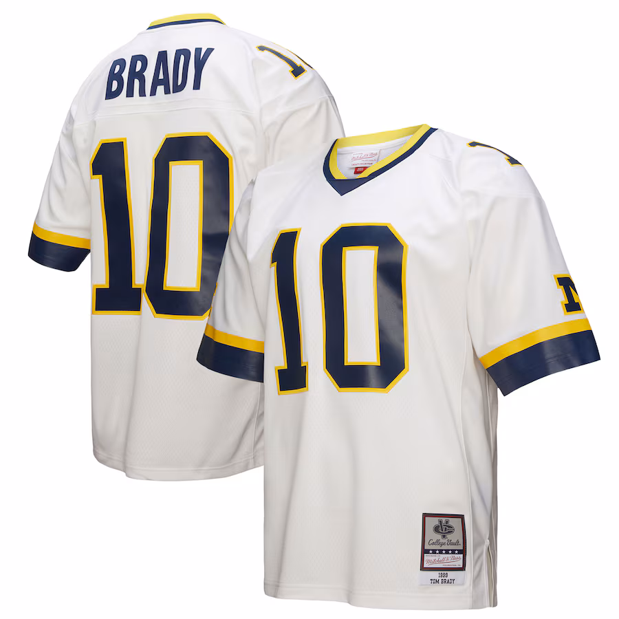 Men's Mitchell & Ness Tom Brady White Michigan Wolverines 1999 Legacy Jersey - ujerseystore
