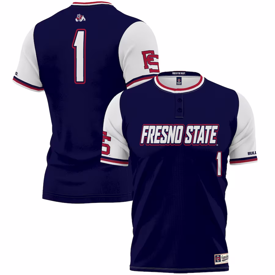 #1 Fresno State Bulldogs GameDay Greats Lightweight Softball Jersey - Navy - ujerseystore
