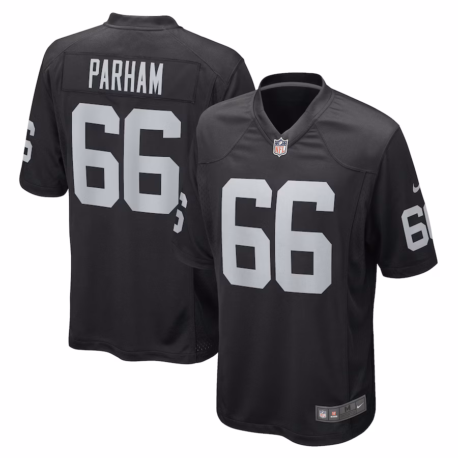 Men's Las Vegas Raiders Dylan Parham Nike Black Game Player Jersey - ujerseystore
