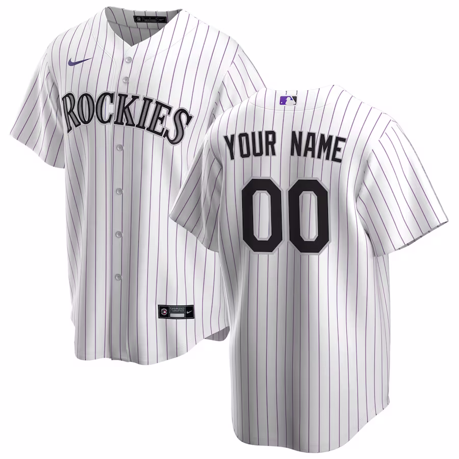 Men's Colorado Rockies Nike White Home Replica Custom Jersey - ujerseystore