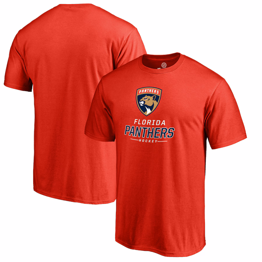 Men's Florida Panthers Red Team Lockup T-Shirt - ujerseystore