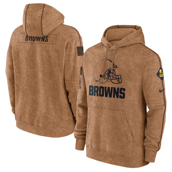 Men's Cleveland Browns 2023 Brown Salute to Service Pullover Hoodie - ujerseystore