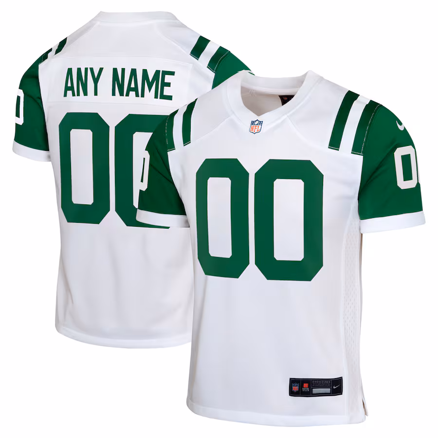 Youth New York Jets  Nike White Classic Alternate Custom Replica Jersey - ujerseystore