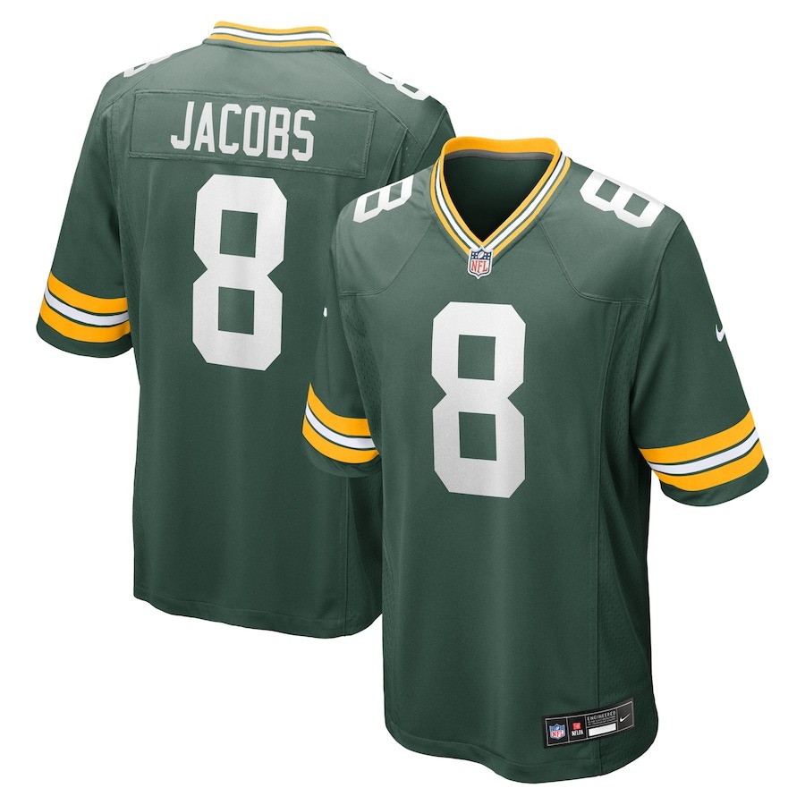 Men's Green Bay Packers Josh Jacobs Nike  Green Team Game Jersey - ujerseystore