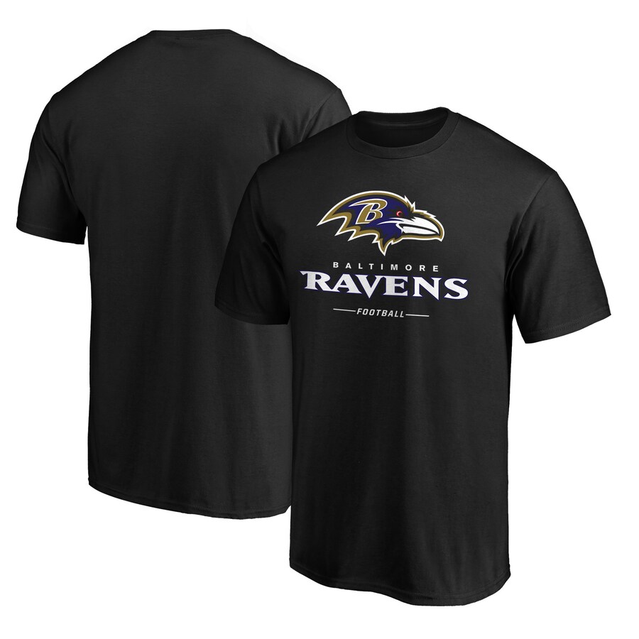 Men's Baltimore Ravens  Black Team Lockup T-Shirt - ujerseystore