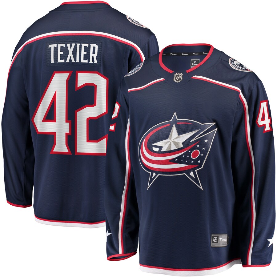 Men's Columbus Blue Jackets Alexandre Texier Fanatics Branded Navy Home Breakaway Player Jersey - ujerseystore