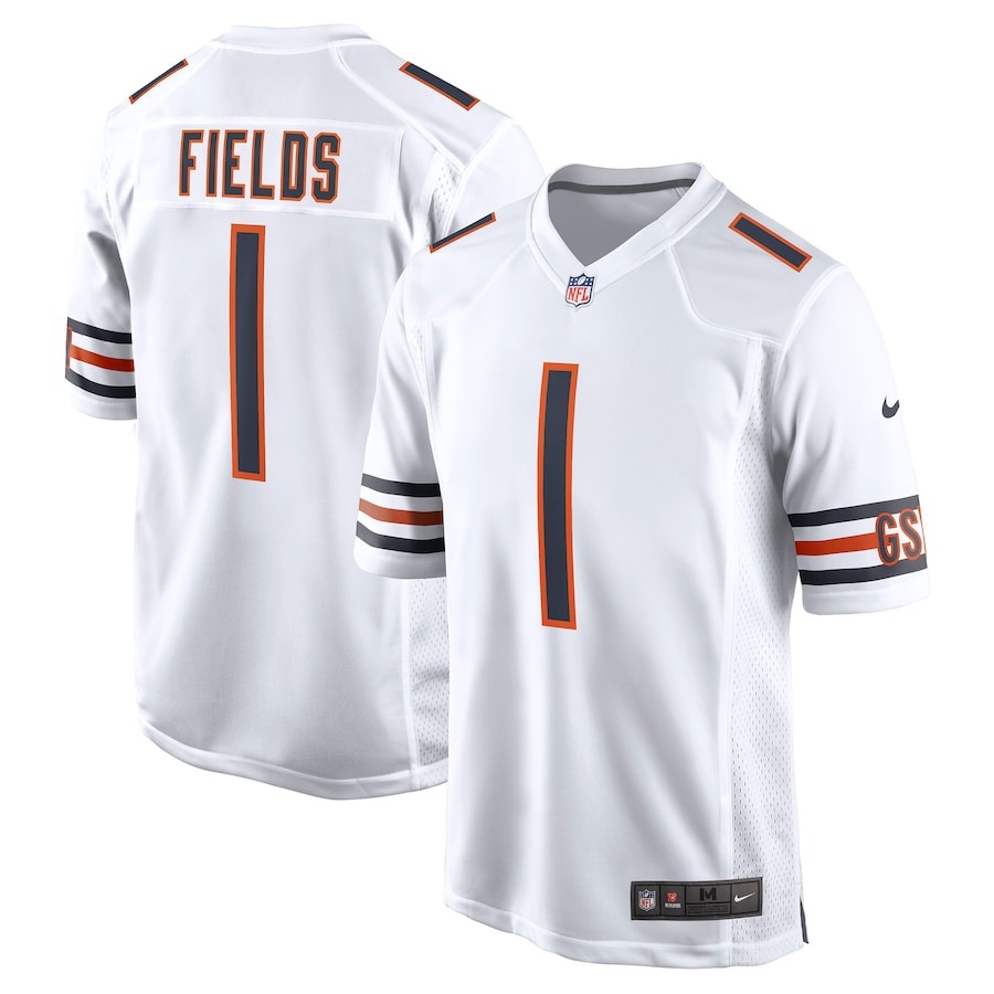 Men's Chicago Bears Justin Fields Nike White Player Game Jersey - ujerseystore