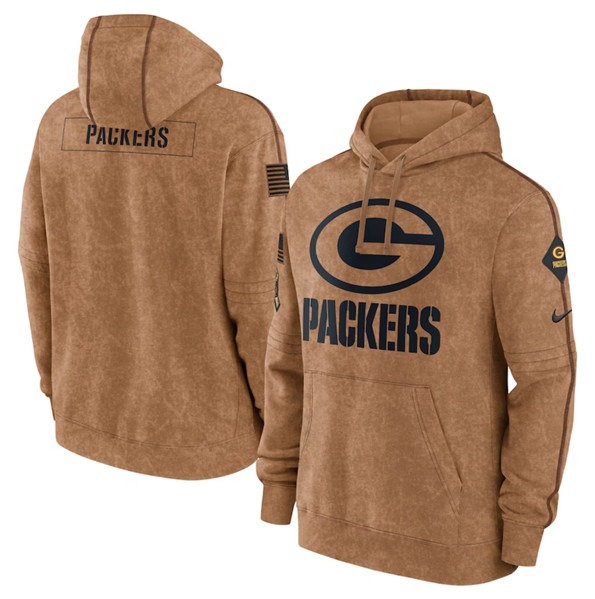 Men's Green Bay Packers 2023 Brown Salute to Service Pullover Hoodie - ujerseystore