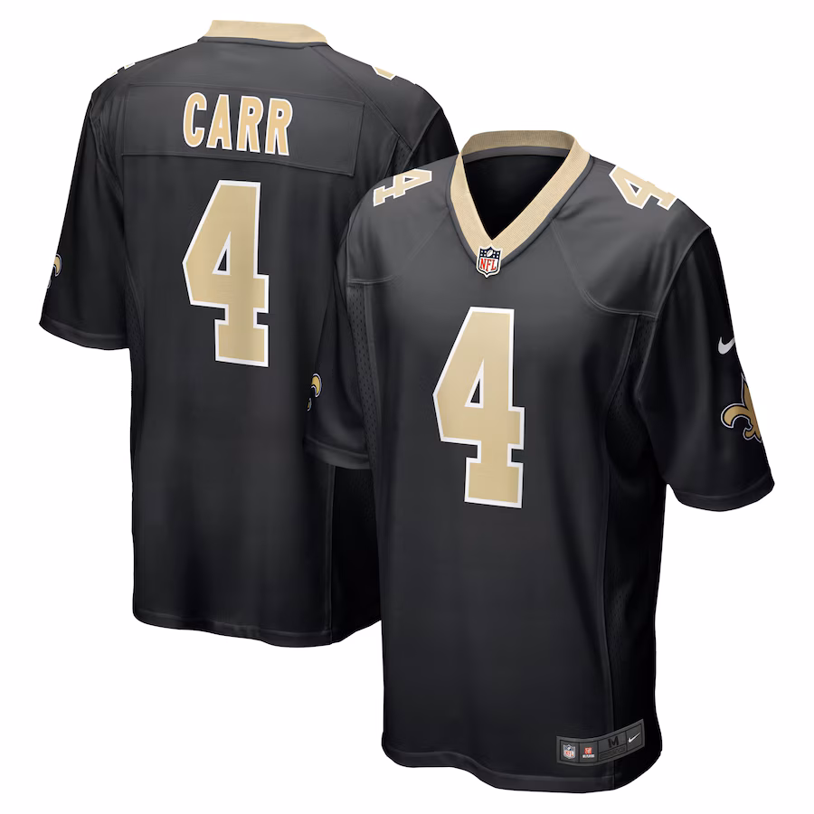 Men's New Orleans Saints Derek Carr Nike Black Game Jersey - ujerseystore