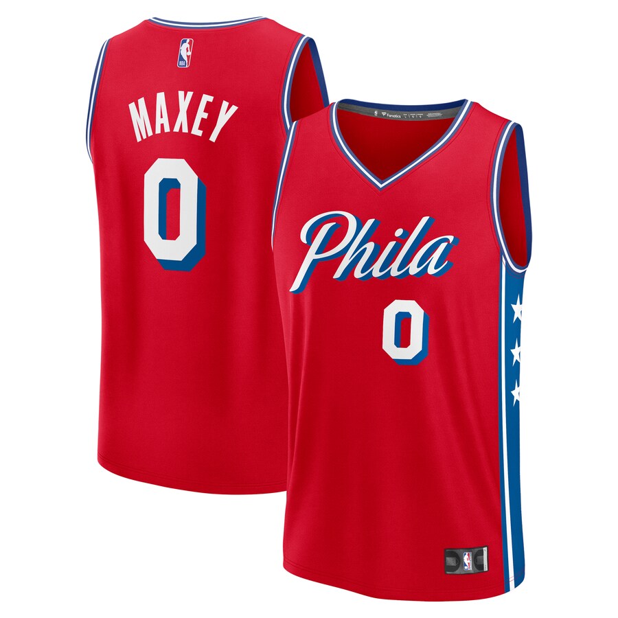 Men's Philadelphia 76ers Tyrese Maxey Fanatics Red Fast Break Replica Player Jersey - Statement Edition - ujerseystore
