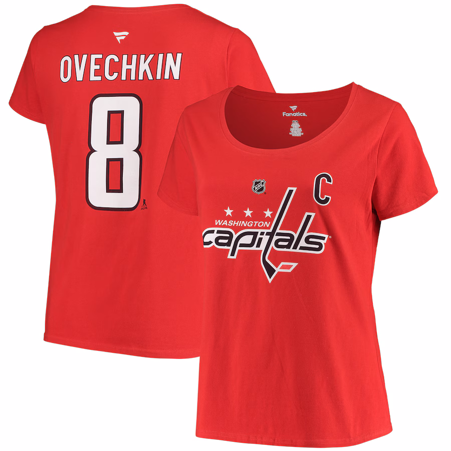 Women's Washington Capitals Alexander Ovechkin Fanatics Red Plus Size Name & Number Scoop Neck T-Shirt - ujerseystore