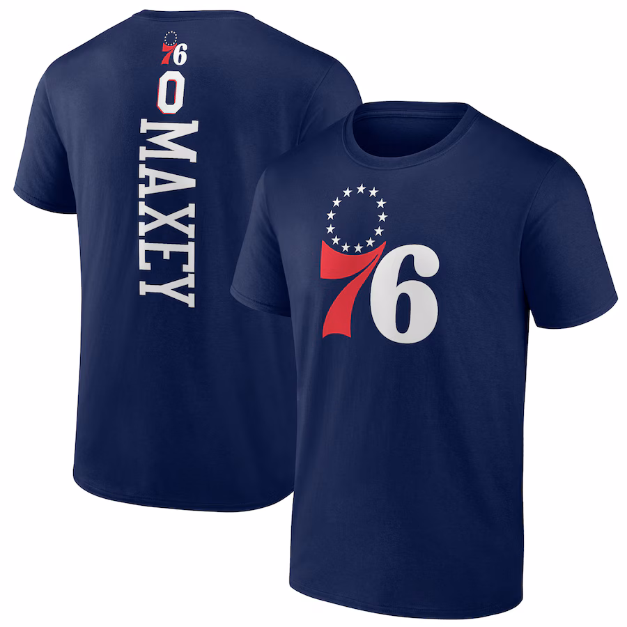 Men's Philadelphia 76ers Tyrese Maxey Navy Playmaker T-Shirt - ujerseystore