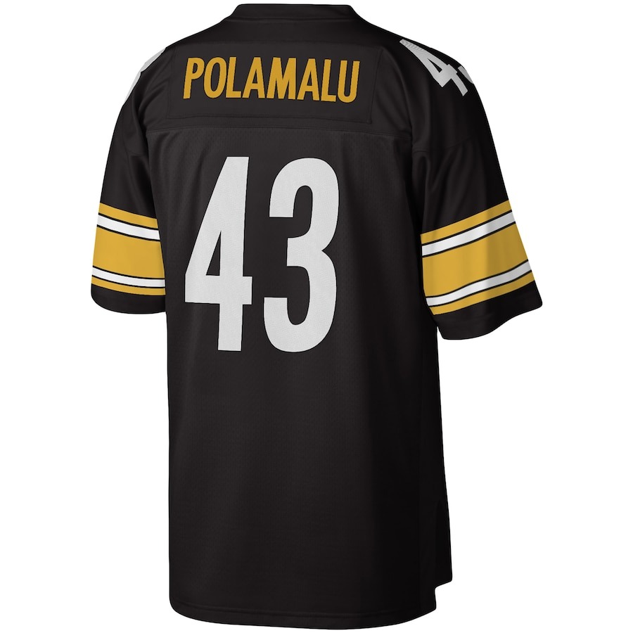 Men's Pittsburgh Steelers Troy Polamalu Mitchell & Ness Black Legacy Replica Jersey - ujerseystore