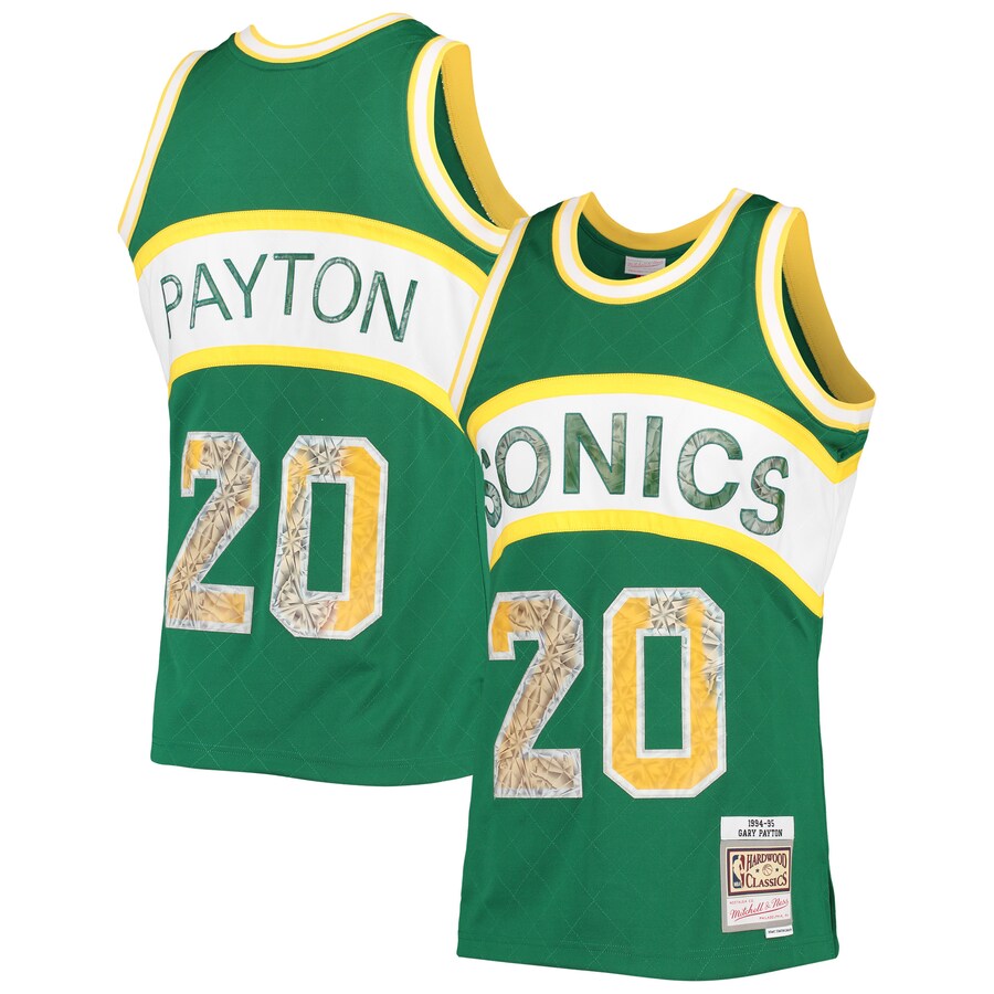 Men's Seattle SuperSonics Gary Payton Mitchell & Ness Green 1994/95 Hardwood Classics NBA 75th Anniversary Diamond Swingman Jersey - ujerseystore