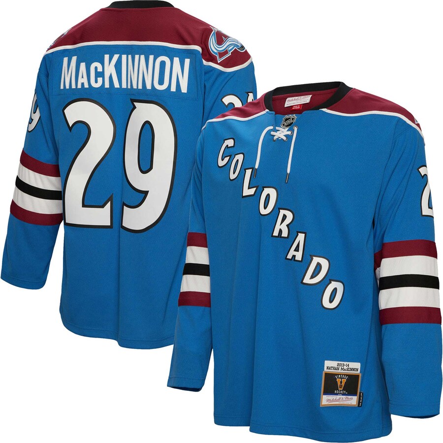 Men's Colorado Avalanche Nathan MacKinnon Mitchell & Ness Blue Big & Tall 2013 Blue Line Player Jersey - ujerseystore