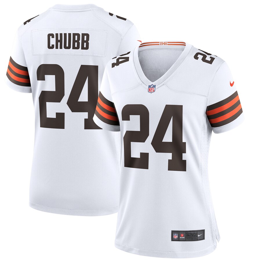 Women's Cleveland Browns Nick Chubb Nike White Game Jersey - ujerseystore