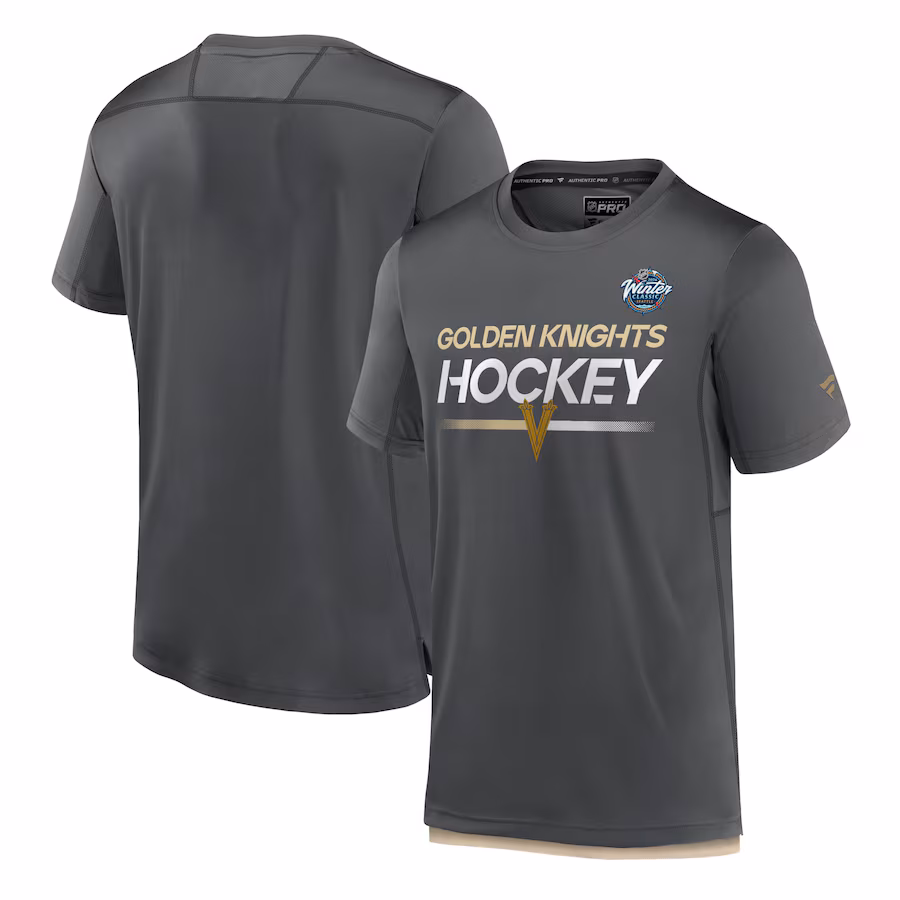 Men's Vegas Golden Knights Fanatics Charcoal 2024 NHL Winter Classic Authentic Pro Tech T-Shirt - ujerseystore