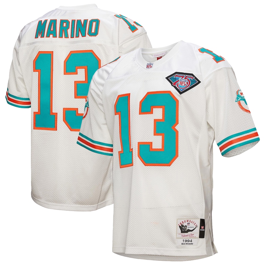 Men's Miami Dolphins 1994 Dan Marino Mitchell & Ness White Authentic Throwback Retired Player Jersey - ujerseystore