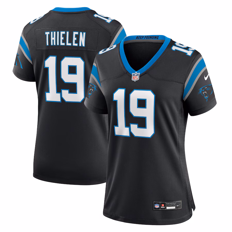 Women's Carolina Panthers Adam Thielen Nike Black Team Game Jersey - ujerseystore