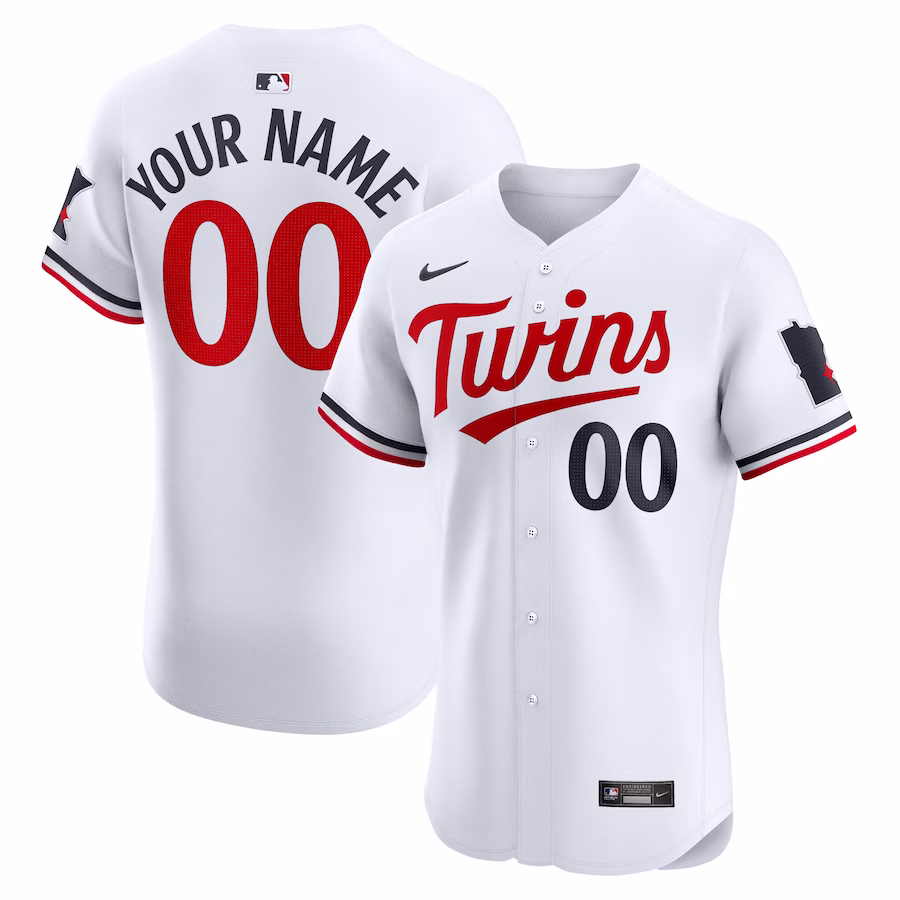 Men's Minnesota Twins Nike White Home Elite Custom Jersey - ujerseystore