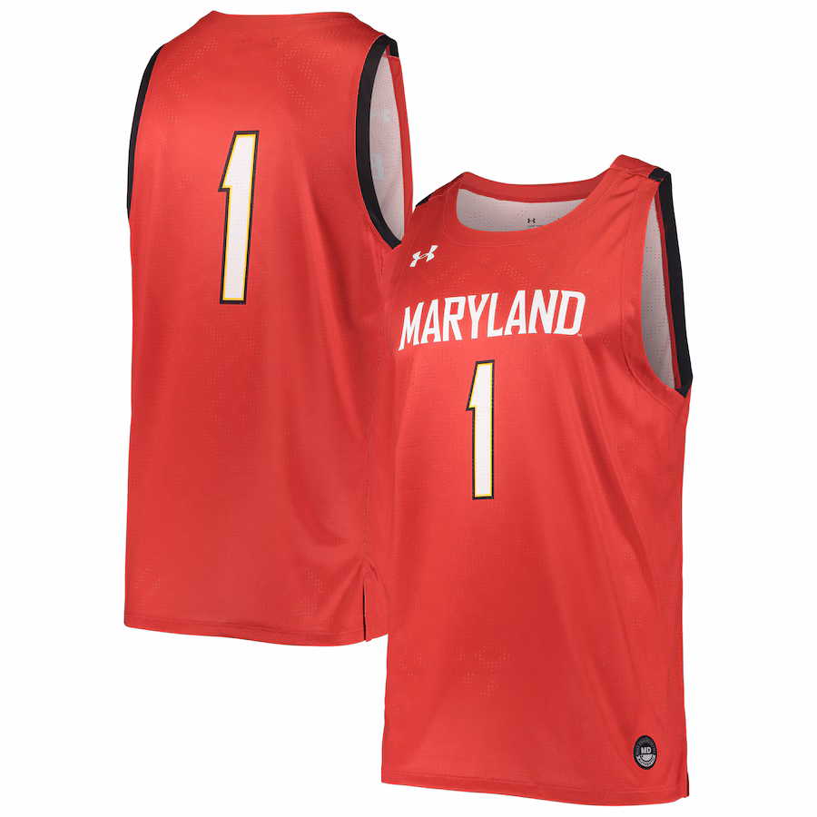Men's Under Armour #1 Red Maryland Terrapins College Replica Basketball Jersey - ujerseystore
