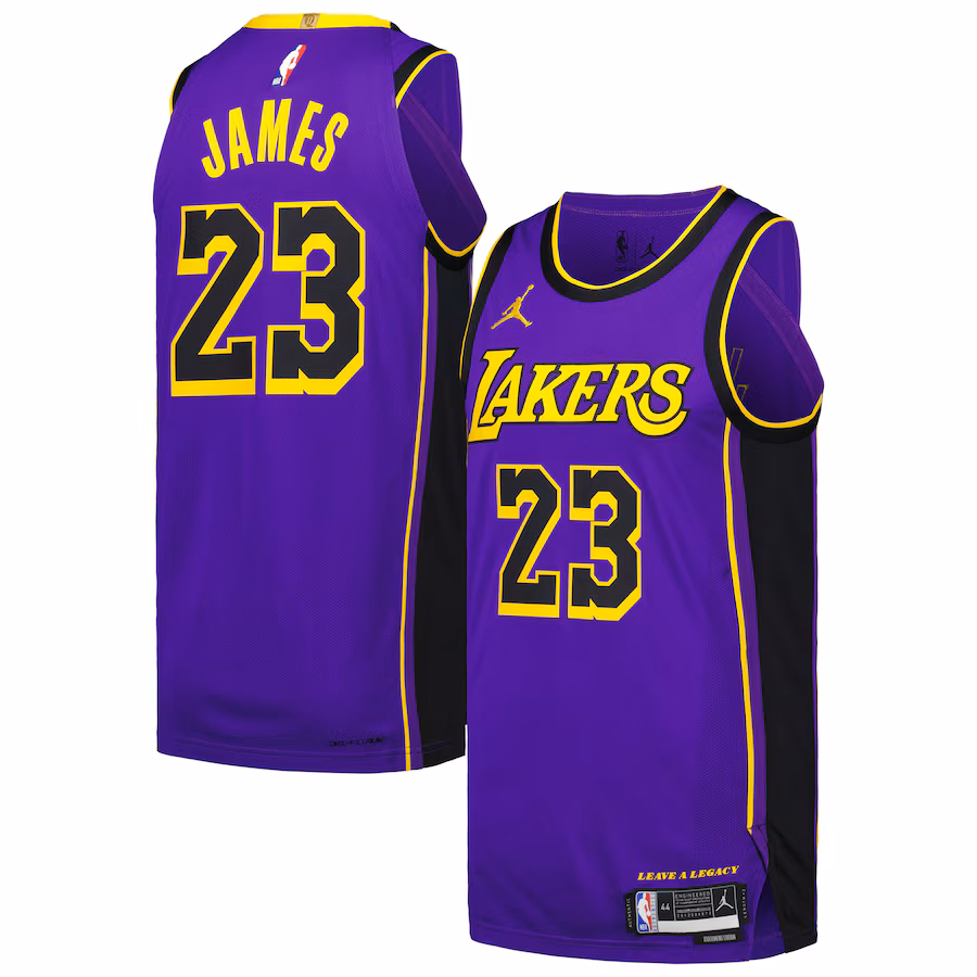 Men's Los Angeles Lakers LeBron James Jordan Brand Purple Authentic Player Jersey - Statement Edition - ujerseystore