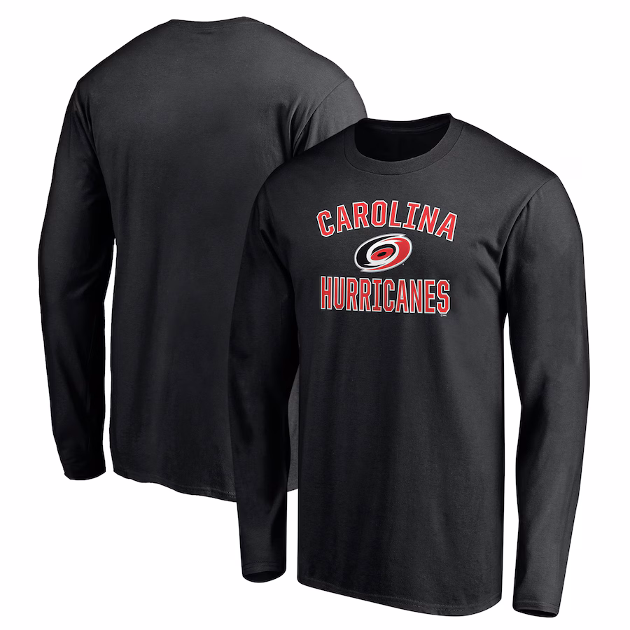 Men's Carolina Hurricanes Black Victory Arch Long Sleeve T-Shirt - ujerseystore