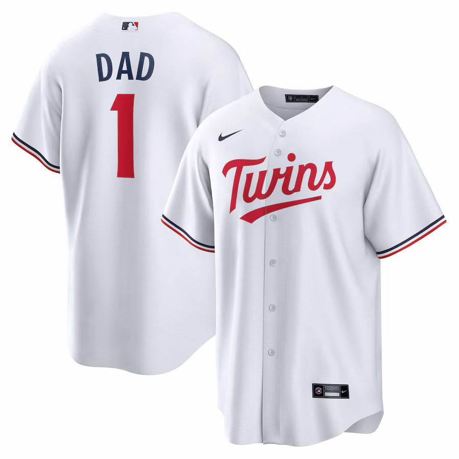 Men's Minnesota Twins Nike White #1 Dad Home Replica Jersey - ujerseystore