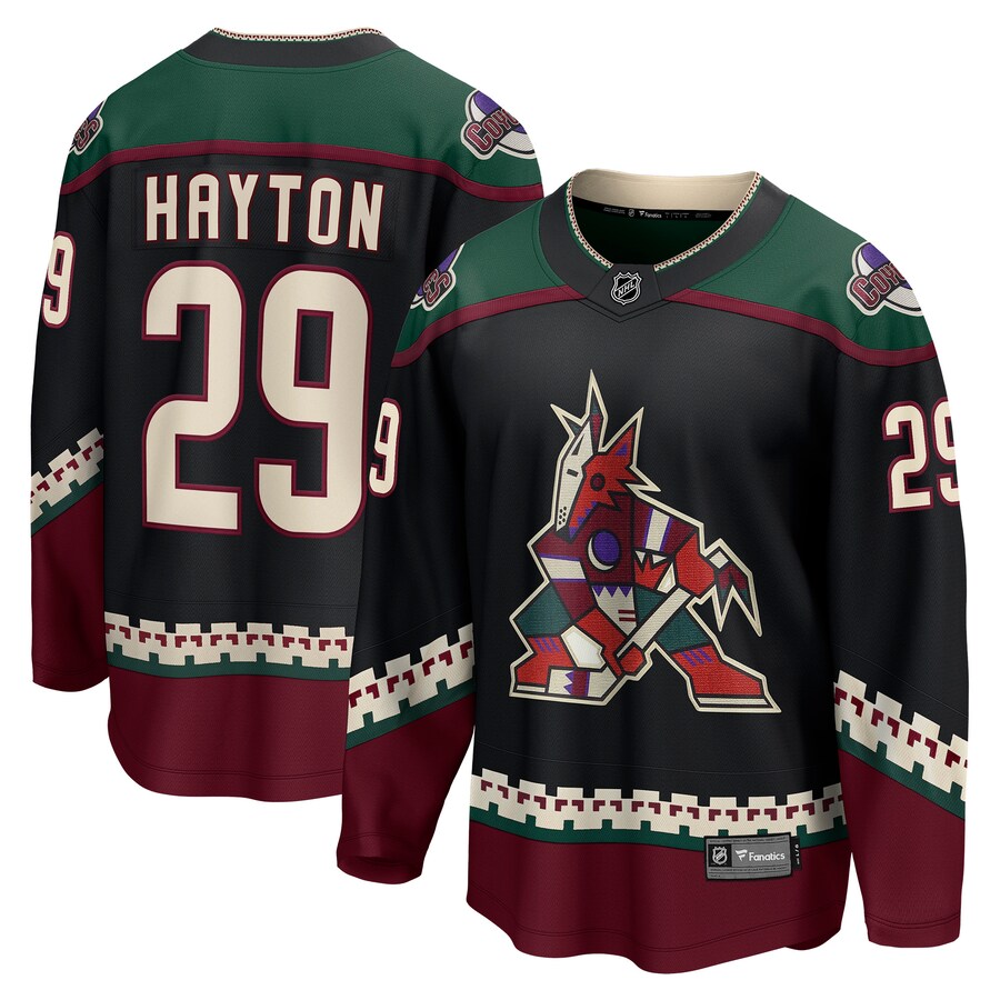 Men's Arizona Coyotes Barrett Hayton Fanatics Branded Black Home Breakaway Player Jersey - ujerseystore
